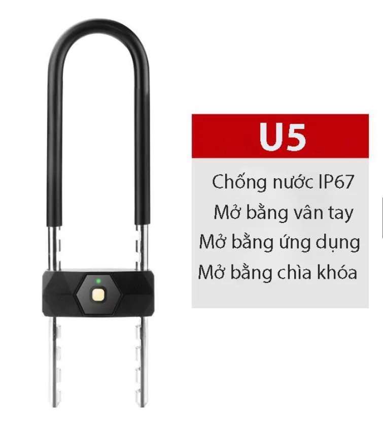 Khóa Chữ U Mở bằng Vân tay, Mật Khẩu, APP điện thoại, Thép chịu lực chống cắt cao cấp