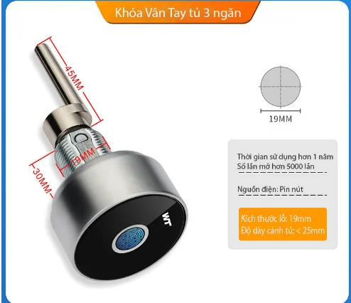 Khóa tủ thông minh mini M-16 3 phiên bản Vân tay, Mã số, Thẻ từ