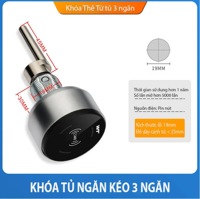 Khóa tủ thông minh mini M-16 3 phiên bản Vân tay, Mã số, Thẻ từ