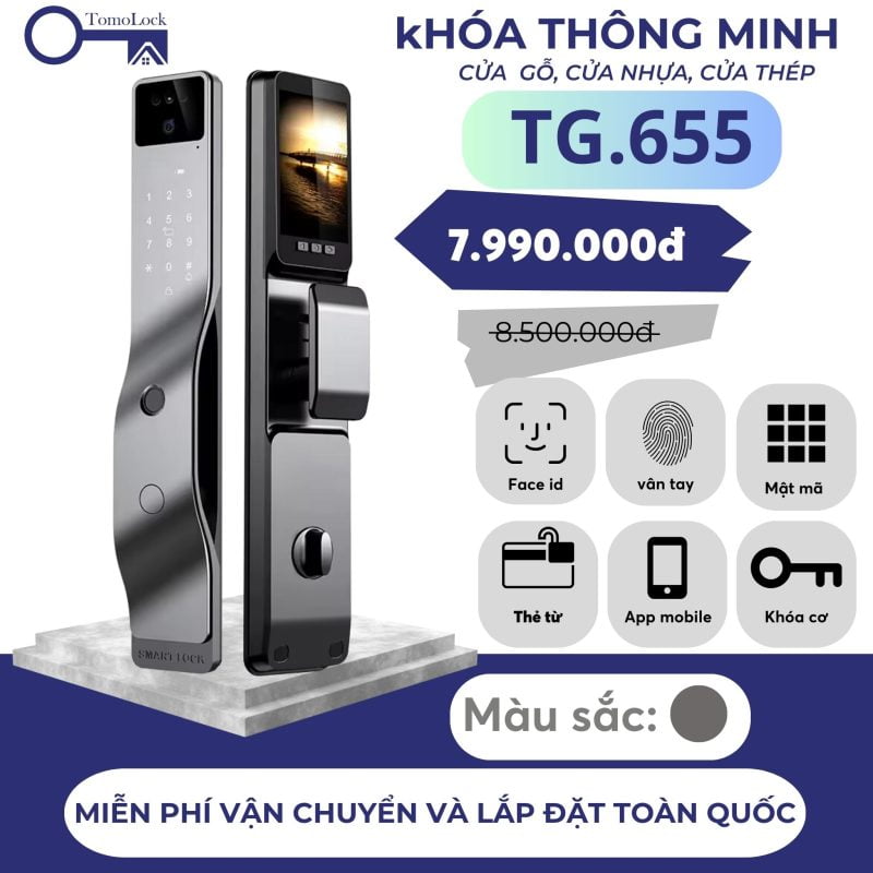 Khóa cửa gỗ ToMo – TG.622 (Nhận diện khuôn mặt 3D)